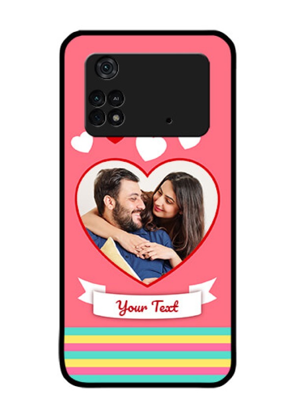 Poco M4 Pro 4G Photo Printing on Glass Case - Love Doodle Design
