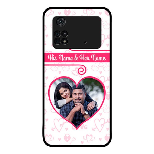 Poco M4 Pro 4G Personalized Glass Phone Case - Heart Shape Love Design