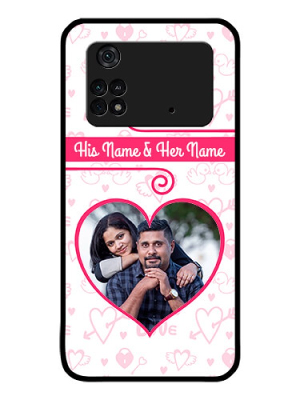 Custom Poco M4 Pro 4G Personalized Glass Phone Case - Heart Shape Love Design