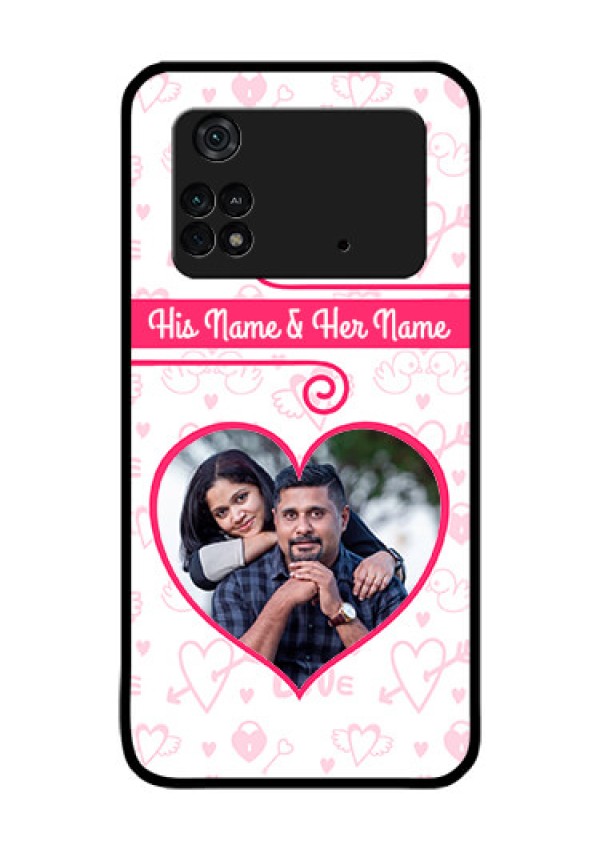 Poco M4 Pro 4G Personalized Glass Phone Case - Heart Shape Love Design