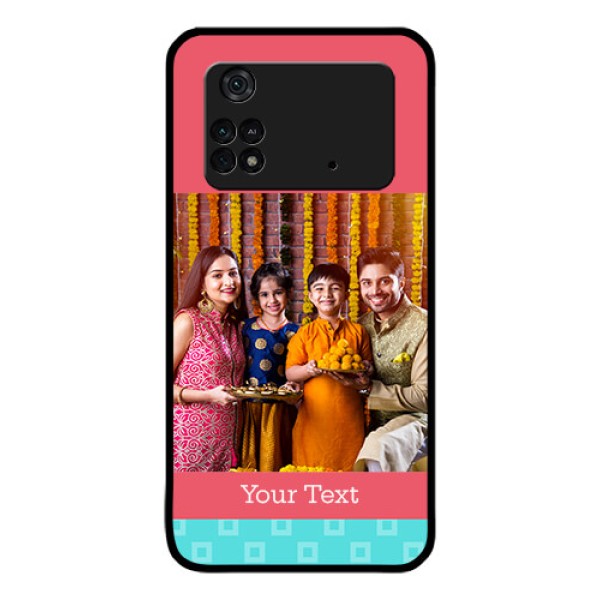 Poco M4 Pro 4G Personalized Glass Phone Case - Peach & Blue Color Design Poco M4 Pro 4G Personalized Glass Phone Case - Peach & Blue Color Design
