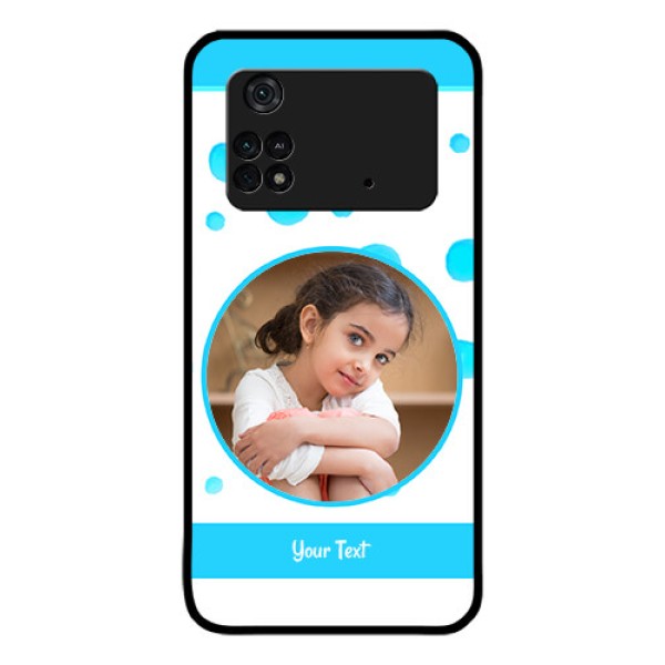 Poco M4 Pro 4G Photo Printing on Glass Case - Blue Bubbles Pattern Design Poco M4 Pro 4G Photo Printing on Glass Case - Blue Bubbles Pattern Design