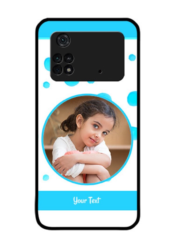 Poco M4 Pro 4G Photo Printing on Glass Case - Blue Bubbles Pattern Design