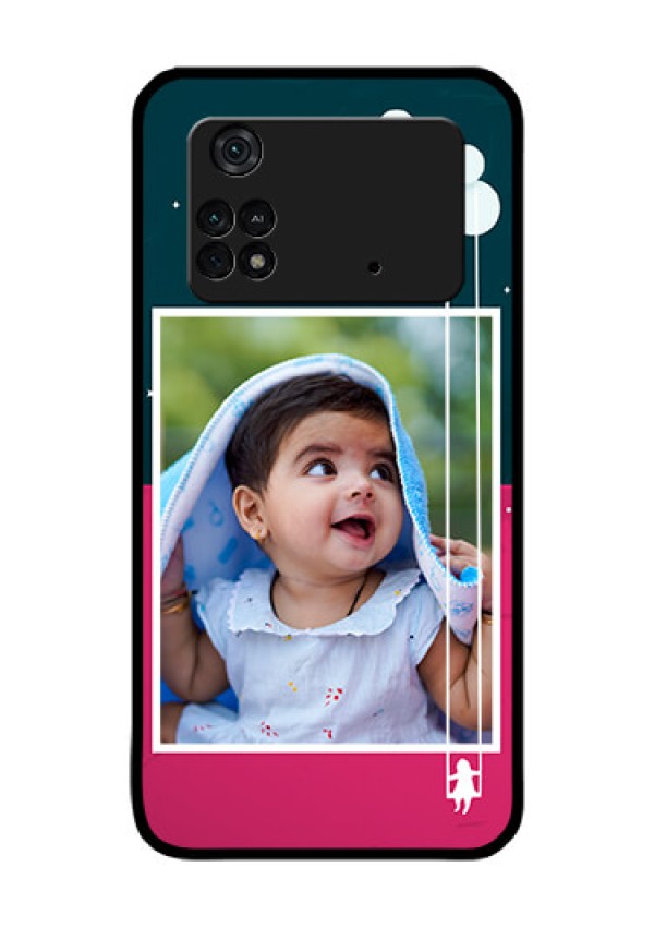 Poco M4 Pro 4G Custom Glass Phone Case - Cute Girl with Cloud Design