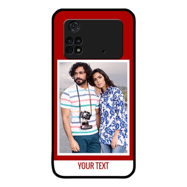 Poco M4 Pro 4G Personalized Glass Phone Case - Simple Red Color Design