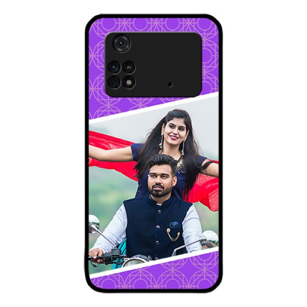 Poco M4 Pro 4G Custom Glass Phone Case - Violet Pattern Design