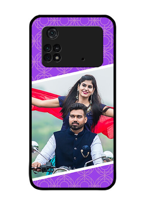 Poco M4 Pro 4G Custom Glass Phone Case - Violet Pattern Design