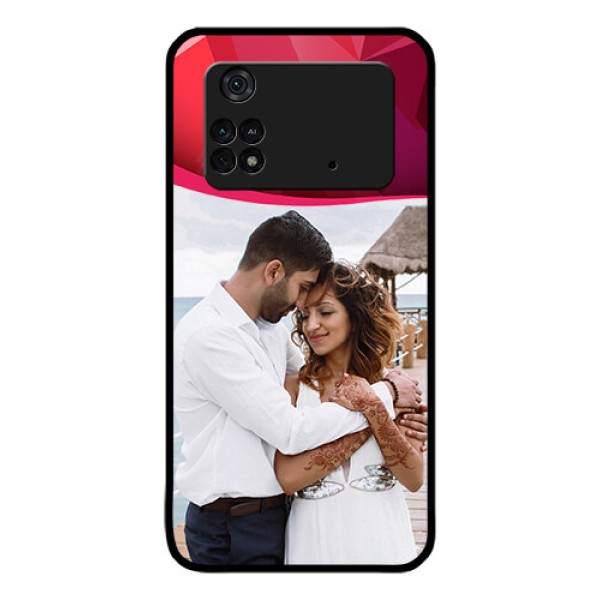Poco M4 Pro 4G Custom Glass Mobile Case - Red Abstract Design