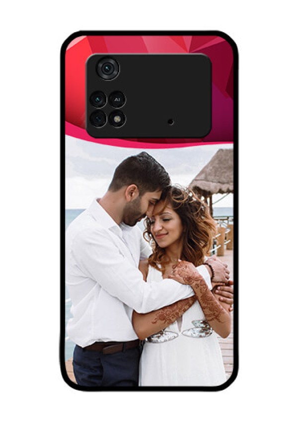Poco M4 Pro 4G Custom Glass Mobile Case - Red Abstract Design
