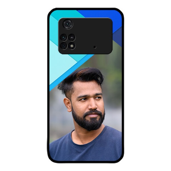 Poco M4 Pro 4G Custom Glass Phone Case - Blue Pattern Design