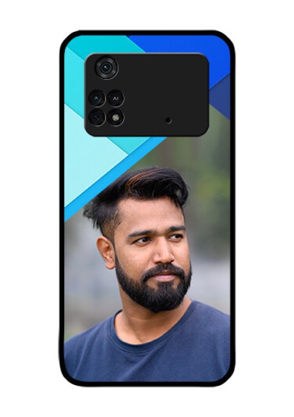 Poco M4 Pro 4G Custom Glass Phone Case - Blue Pattern Design