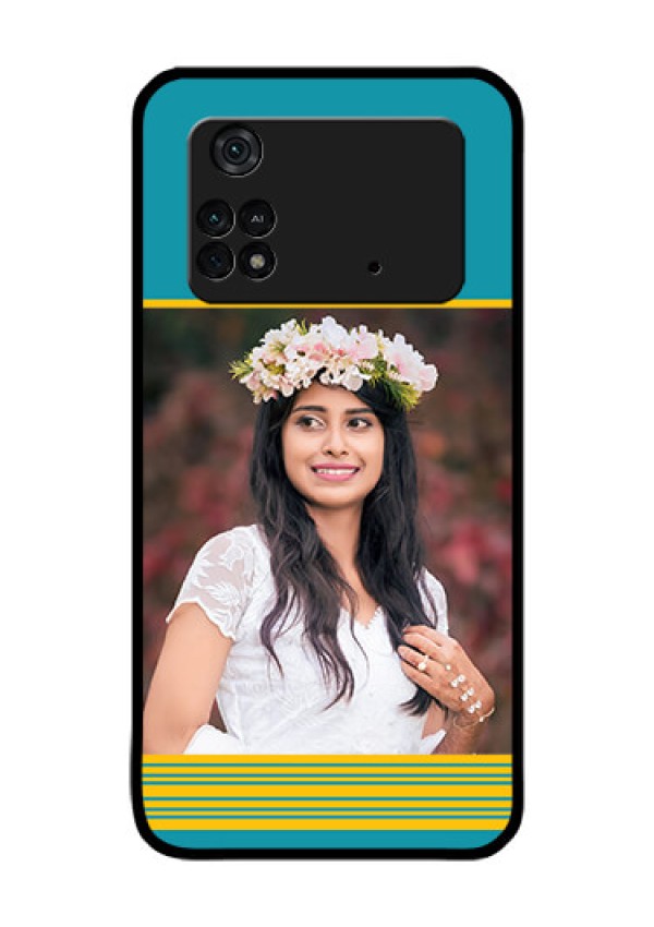 Poco M4 Pro 4G Custom Glass Phone Case - Yellow & Blue Design