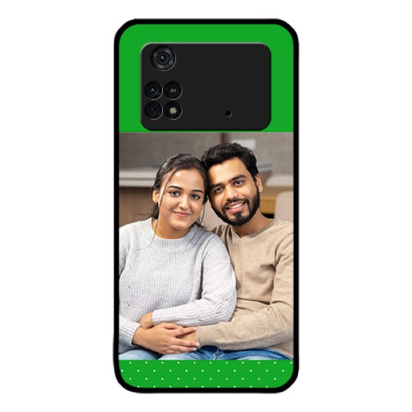 Poco M4 Pro 4G Personalized Glass Phone Case - Green Pattern Design
