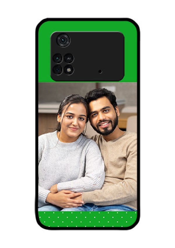 Poco M4 Pro 4G Personalized Glass Phone Case - Green Pattern Design