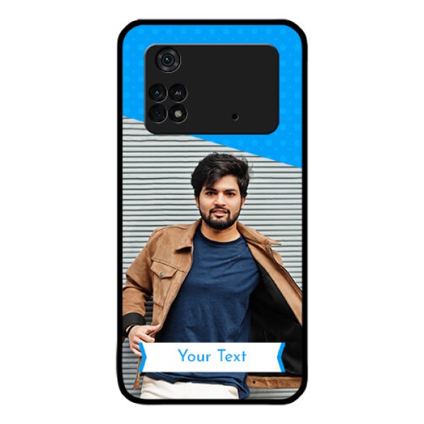 Poco M4 Pro 4G Photo Printing on Glass Case - Simple Blue Color Design