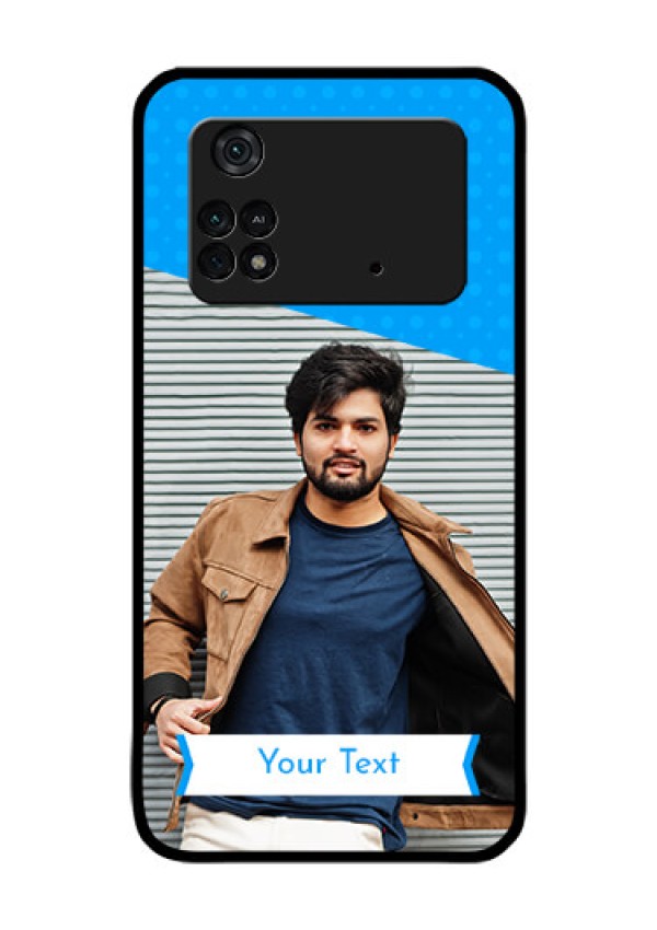 Poco M4 Pro 4G Photo Printing on Glass Case - Simple Blue Color Design