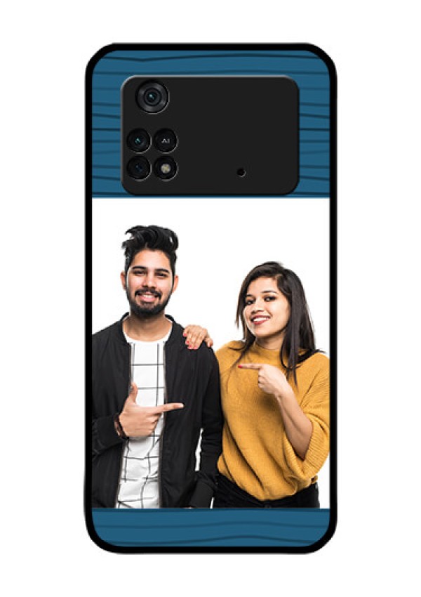 Poco M4 Pro 4G Custom Glass Phone Case - Blue Pattern Cover Design