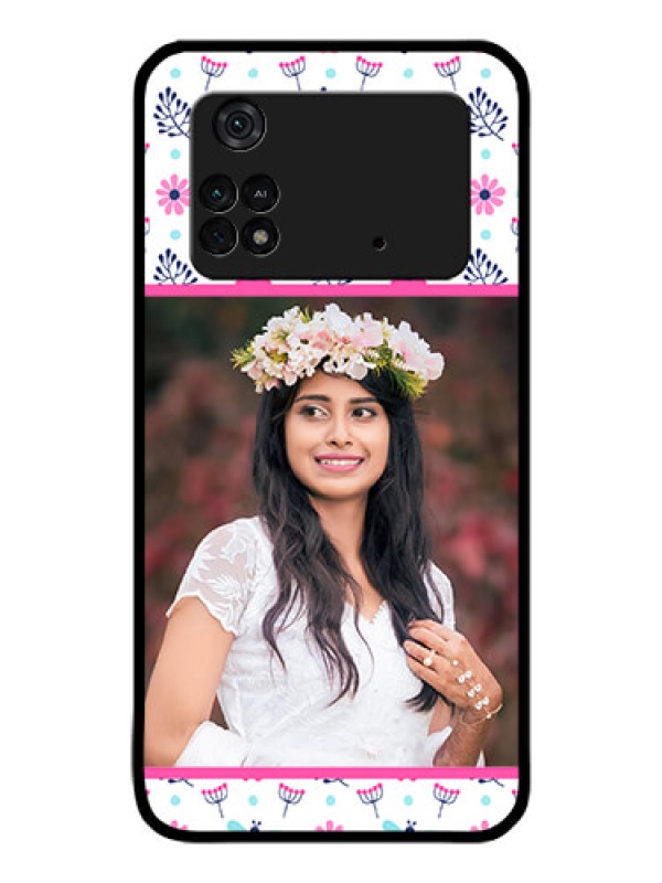 Custom Poco M4 Pro 4G Photo Printing on Glass Case - Colorful Flower Design