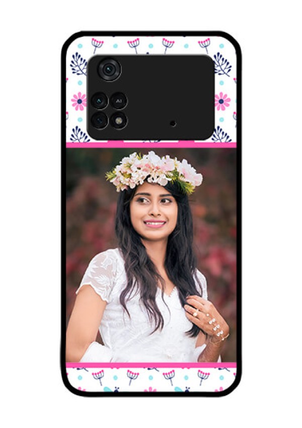 Poco M4 Pro 4G Photo Printing on Glass Case - Colorful Flower Design