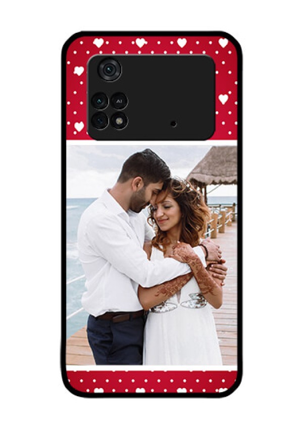 Poco M4 Pro 4G Photo Printing on Glass Case - Hearts Mobile Case Design