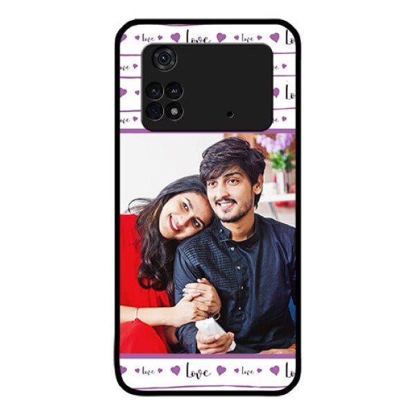 Poco M4 Pro 4G Custom Glass Mobile Case - Couples Heart Design