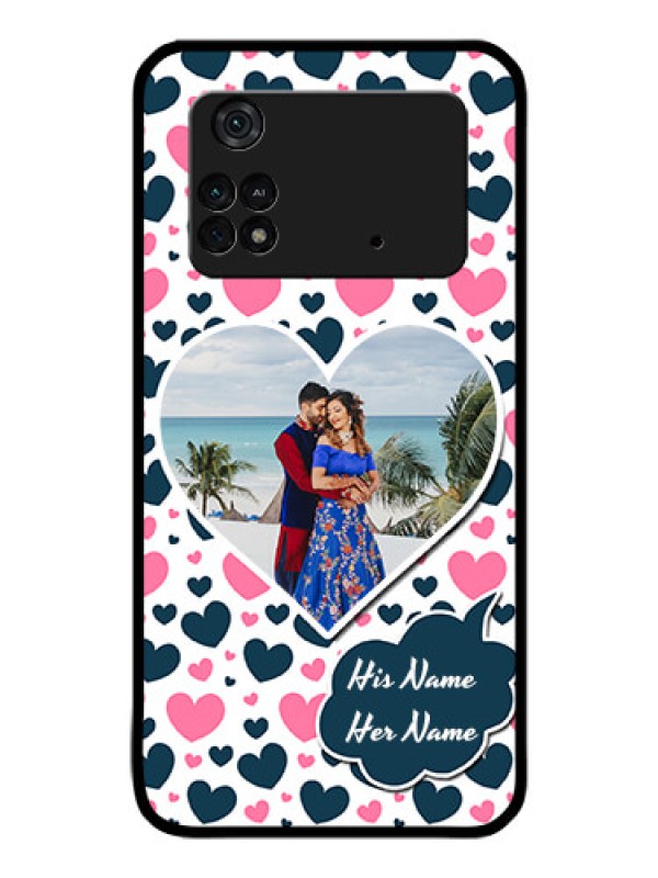 Custom Poco M4 Pro 4G Custom Glass Phone Case - Pink & Blue Heart Design