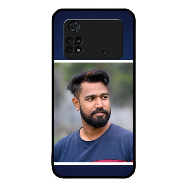 Poco M4 Pro 4G Personalized Glass Phone Case - Simple Royal Blue Design Poco M4 Pro 4G Personalized Glass Phone Case - Simple Royal Blue Design