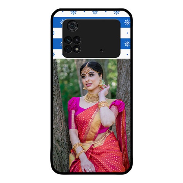 Poco M4 Pro 4G Photo Printing on Glass Case - Snow Pattern Design