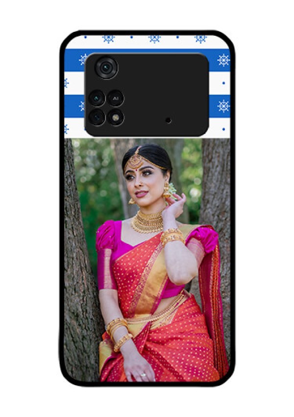 Poco M4 Pro 4G Photo Printing on Glass Case - Snow Pattern Design