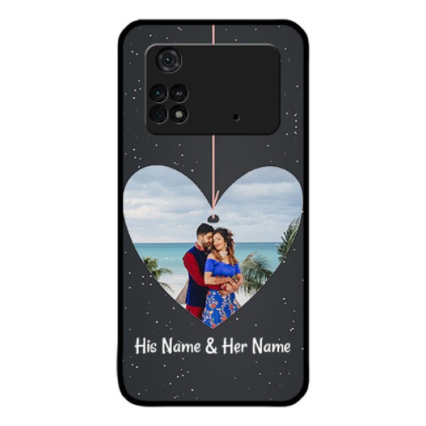 Poco M4 Pro 4G Custom Glass Phone Case - Hanging Heart Design