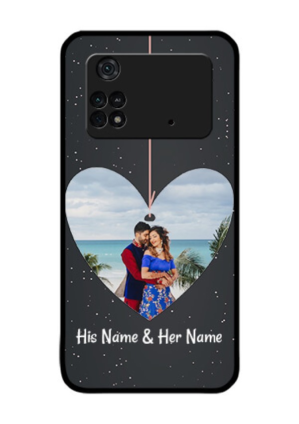 Poco M4 Pro 4G Custom Glass Phone Case - Hanging Heart Design