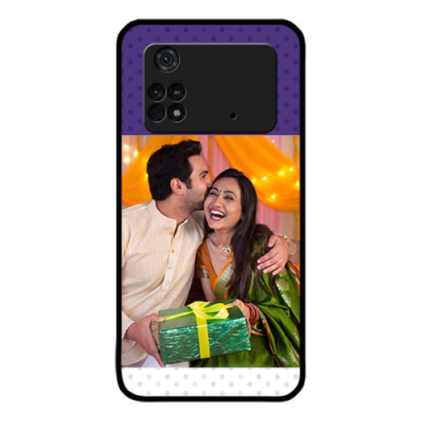 Poco M4 Pro 4G Personalized Glass Phone Case - Violet Pattern Design Poco M4 Pro 4G Personalized Glass Phone Case - Violet Pattern Design