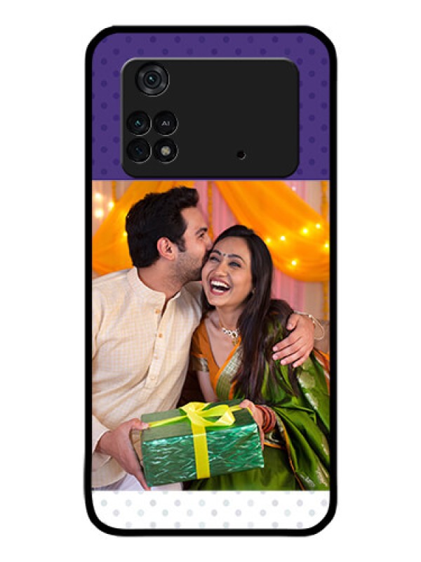 Custom Poco M4 Pro 4G Personalized Glass Phone Case - Violet Pattern Design