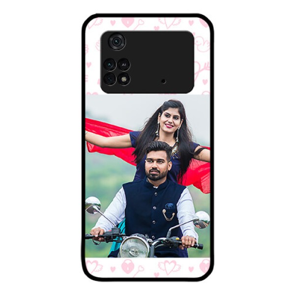 Poco M4 Pro 4G Custom Glass Mobile Case - Pink Flying Heart Design