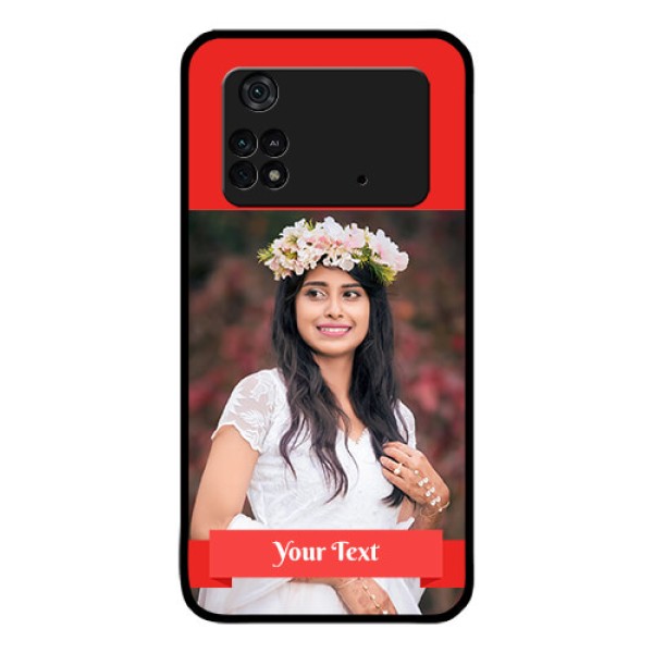 Poco M4 Pro 4G Custom Glass Phone Case - Simple Red Color Design