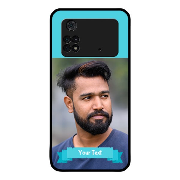 Poco M4 Pro 4G Personalized Glass Phone Case - Simple Blue Color Design Poco M4 Pro 4G Personalized Glass Phone Case - Simple Blue Color Design