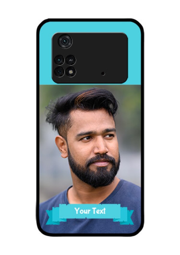 Poco M4 Pro 4G Personalized Glass Phone Case - Simple Blue Color Design