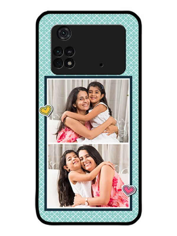 Custom Poco M4 Pro 4G Custom Glass Phone Case - 2 Image Holder with Pattern Design
