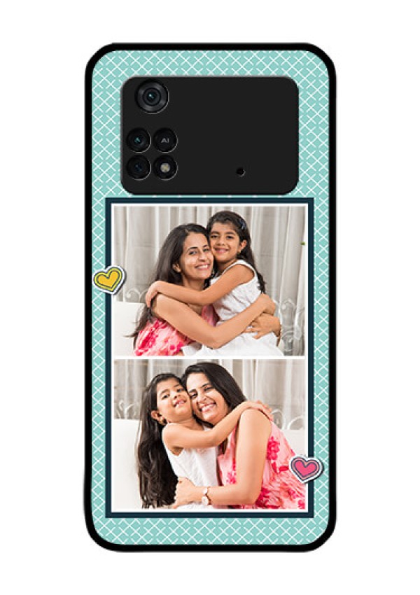 Poco M4 Pro 4G Custom Glass Phone Case - 2 Image Holder with Pattern Design