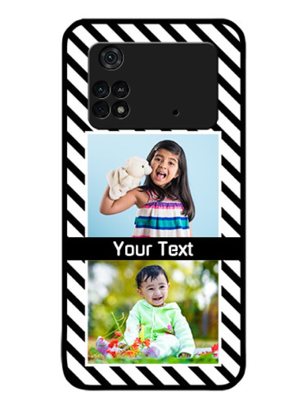Custom Poco M4 Pro 4G Photo Printing on Glass Case - Black And White Stripes Design