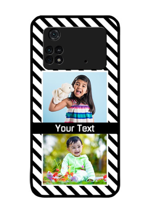Poco M4 Pro 4G Photo Printing on Glass Case - Black And White Stripes Design