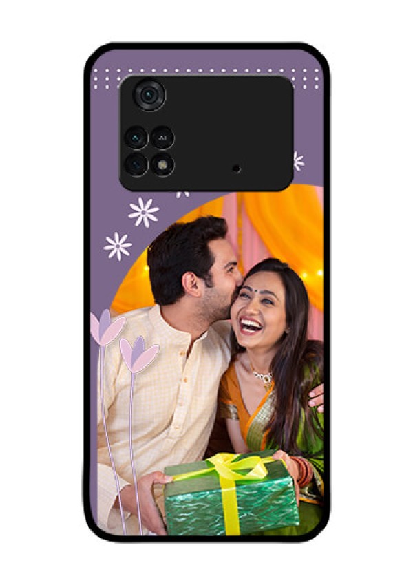 Poco M4 Pro 4G Custom Glass Mobile Case - Lavender flowers design