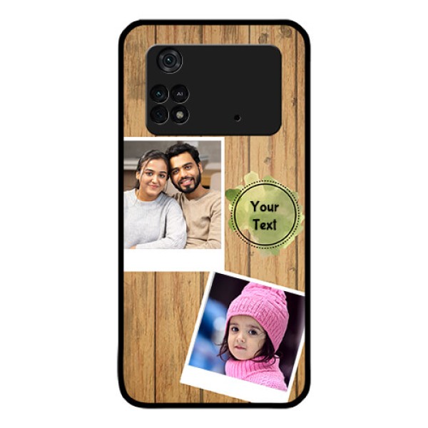 Poco M4 Pro 4G Custom Glass Phone Case - Wooden Texture Design
