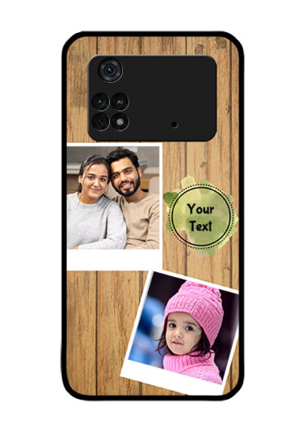 Poco M4 Pro 4G Custom Glass Phone Case - Wooden Texture Design