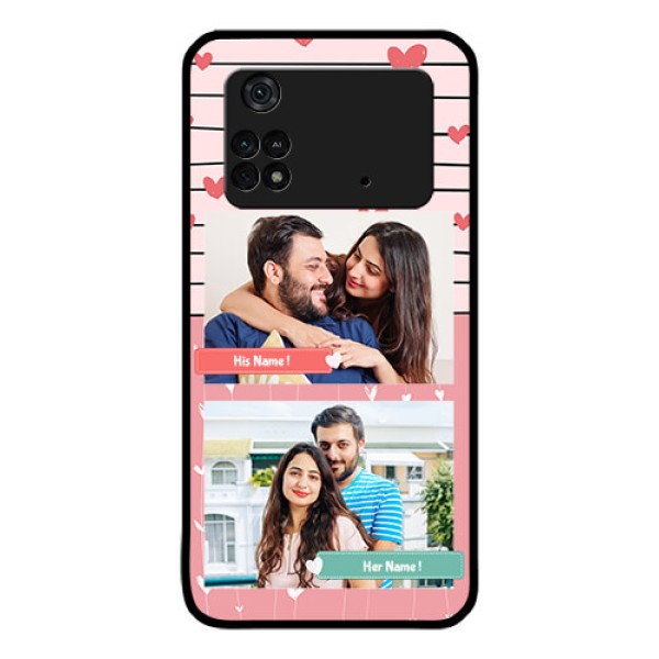 Poco M4 Pro 4G Custom Glass Mobile Case - Photo with Heart Design