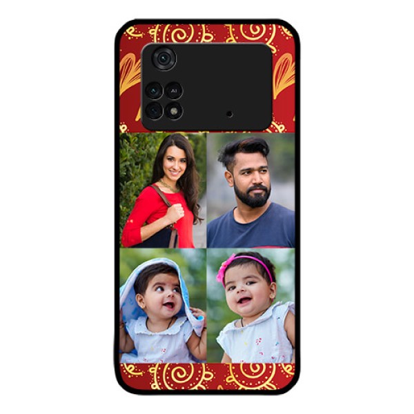 Poco M4 Pro 4G Photo Printing on Glass Case - 4 Image Traditional Design Poco M4 Pro 4G Photo Printing on Glass Case - 4 Image Traditional Design