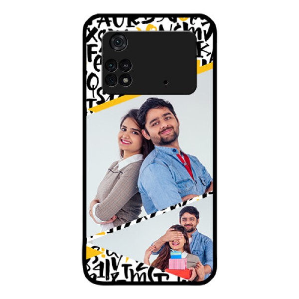 Poco M4 Pro 4G Custom Glass Mobile Case - Letters Pattern Design