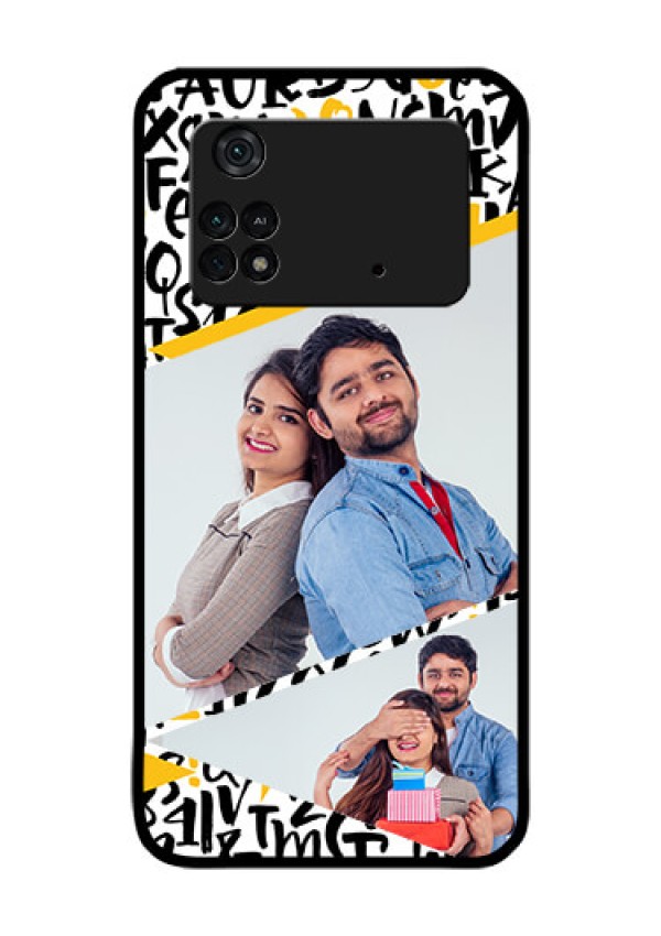 Poco M4 Pro 4G Custom Glass Mobile Case - Letters Pattern Design