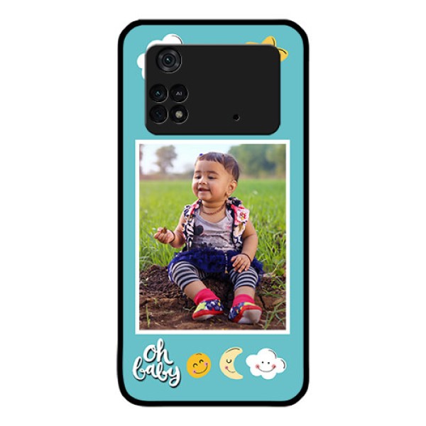 Poco M4 Pro 4G Personalized Glass Phone Case - Smiley Kids Stars Design
