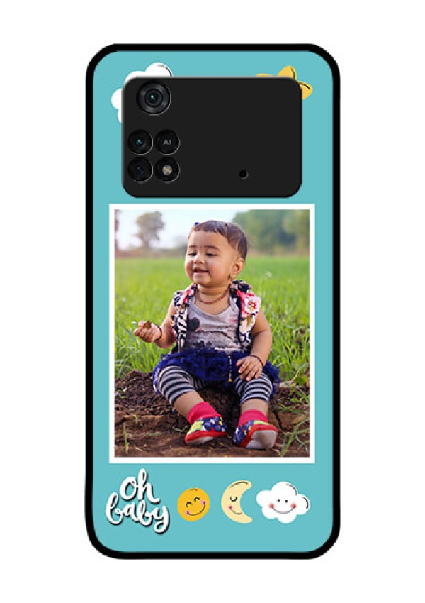 Poco M4 Pro 4G Personalized Glass Phone Case - Smiley Kids Stars Design